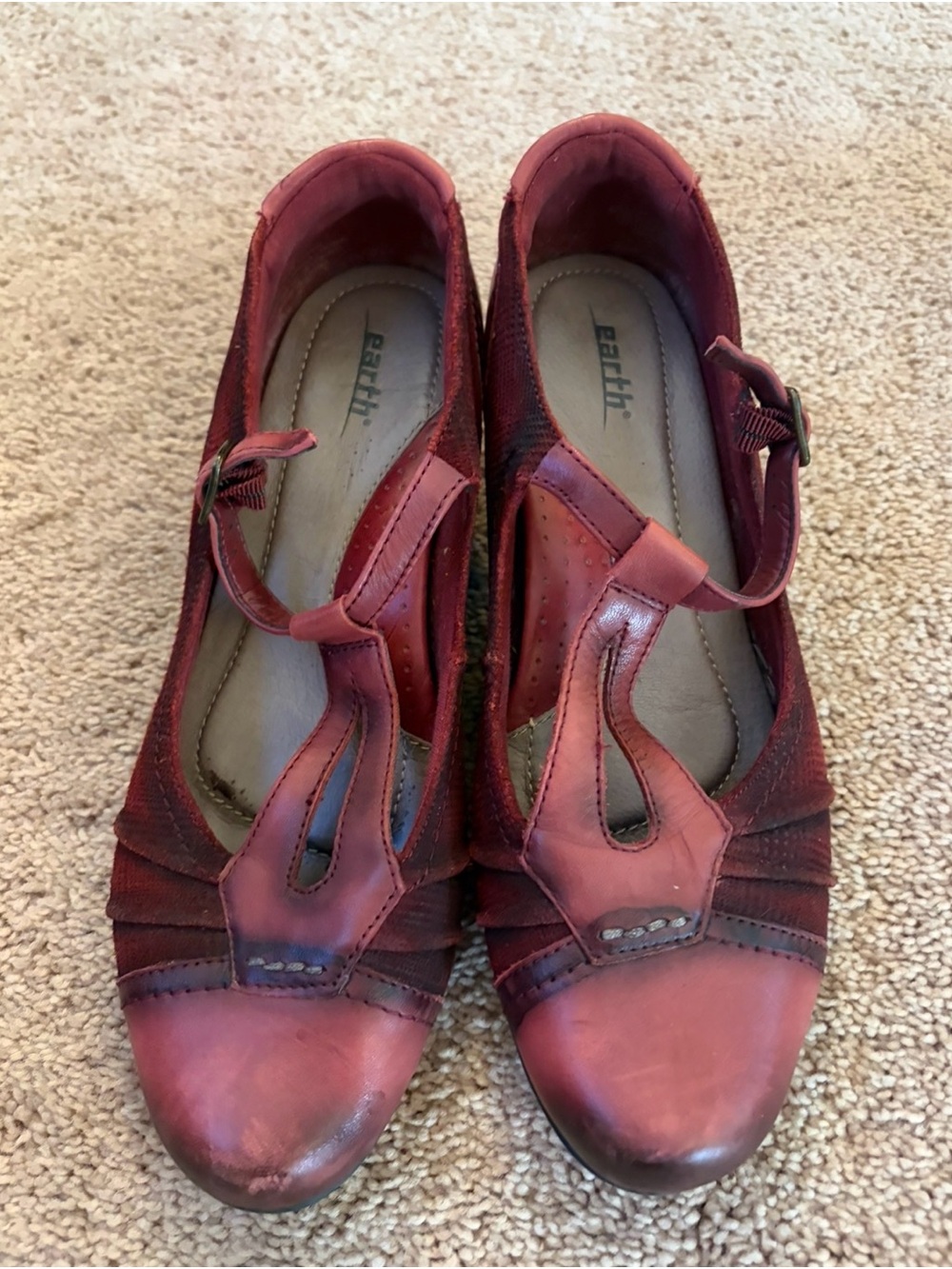 Earth Red T-Strap Mary Jane Flats - Picture 2 of 6